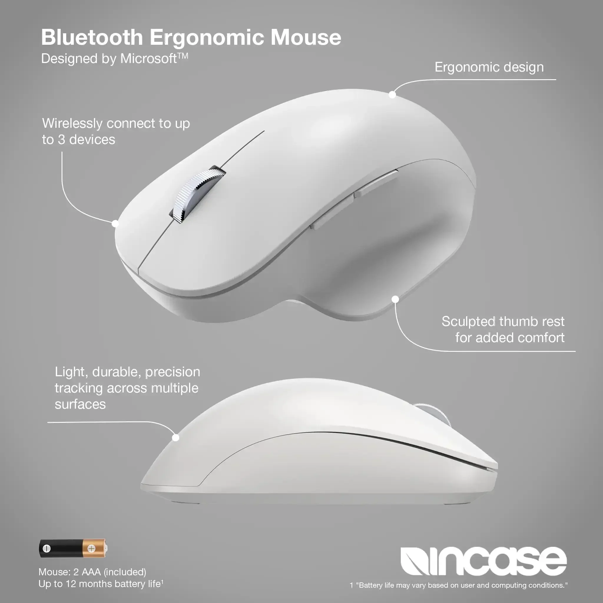 Incase Designed by Microsoft™ Bluetooth Ergonomic Mouse - Image 9