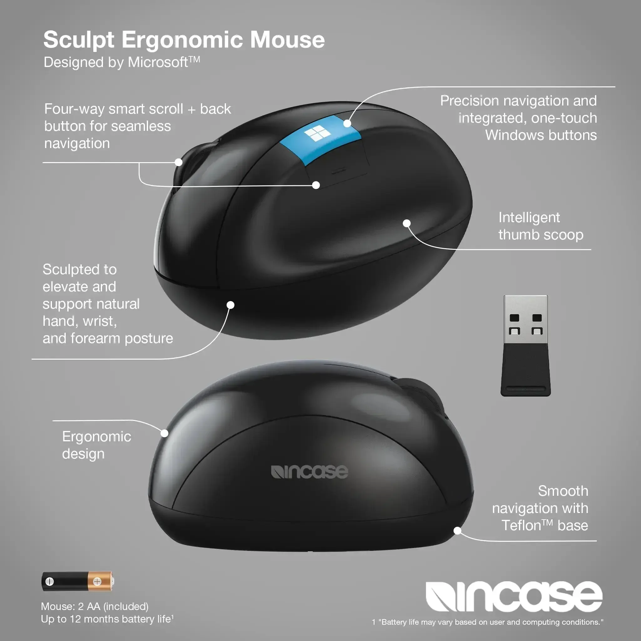 Incase Designed by Microsoft™ Sculpt Ergonomic Mouse - Image 3