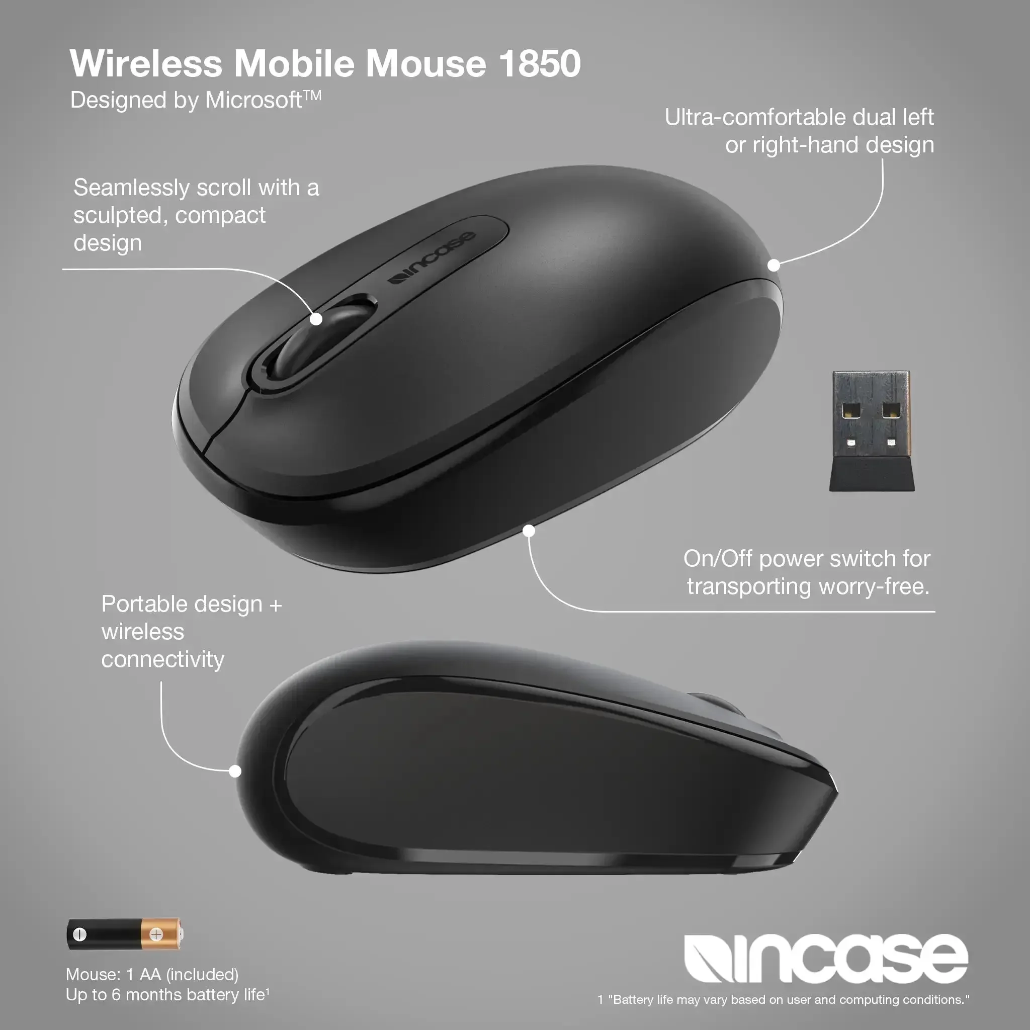 Incase Designed by Microsoft™ Wireless Mobile Mouse 1850 - Image 3